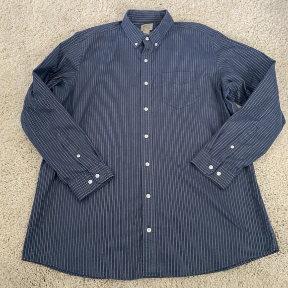 LL Bean Shirt Mens XL Tall XLT Traditional Fit Blue Striped Button Down Woven - Picture 1 of 5